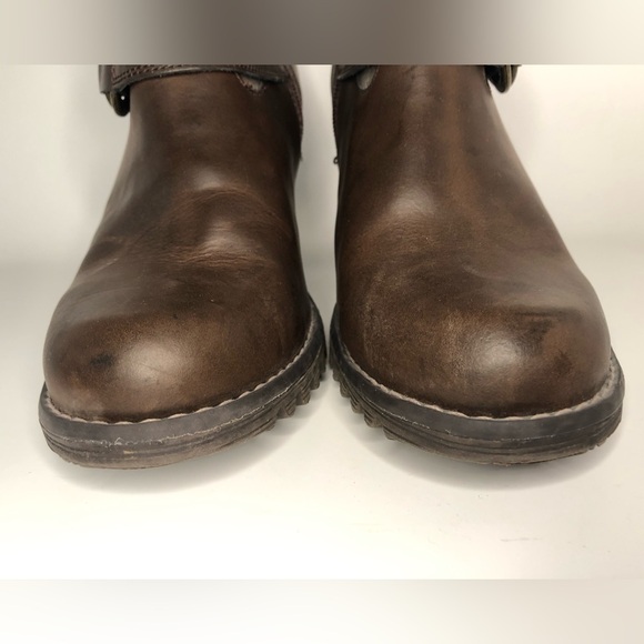 Skechers Leather Upper Chunky Lug Sole Mid Calf Brown Boot Size 10 - Picture 10 of 13